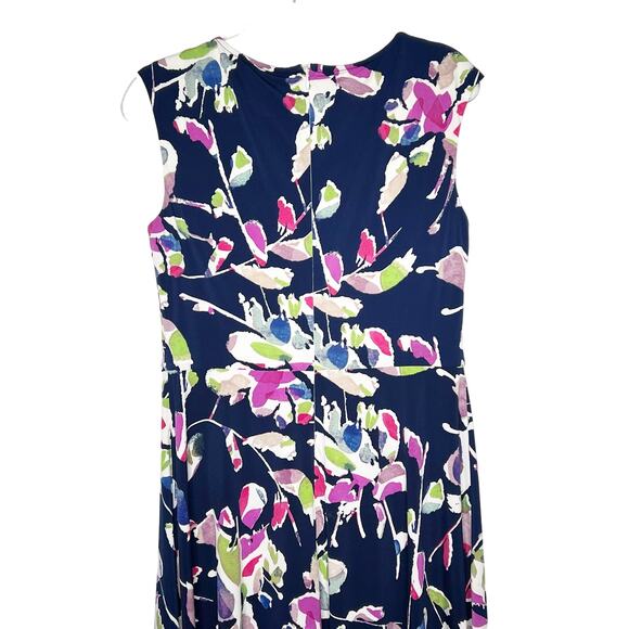 WISP Floral Cut Out Jersey Sleeveless Knee Length Dress Navy Multicolor Size 12 - Picture 8 of 12